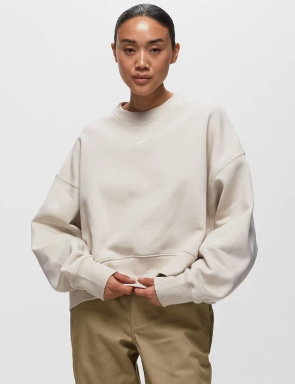 Nike Sportswear Phoenix Fleece Sweatshirt Off White Oversized Crew Women's M